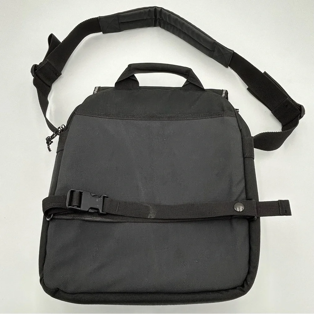 Vtg LL Bean Laptop Travel Bag 12 x 15 Inch Canvas‎ Zip Crossbody Strap Black